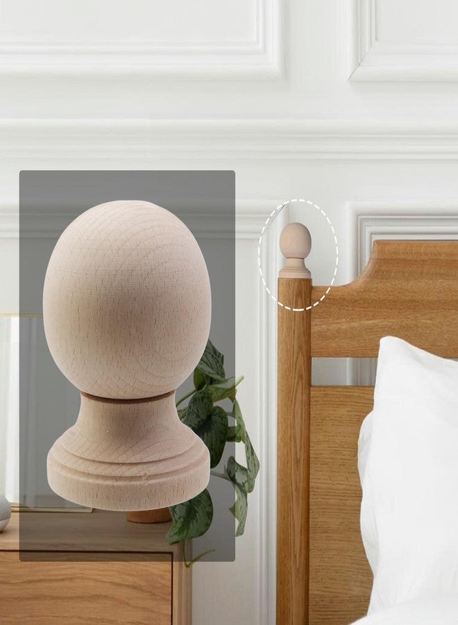 Risbay Unfinished Wood Finials Decorative,4" Tall x 3-1/8" Wide Wooden Finials for Bed Post Finial, Curtain Rod Finials, DIY Crafts Finials-Type 1, 2PCS - Image 4